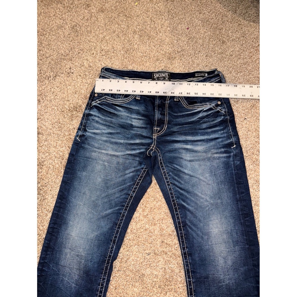 Salvage Supply Co Mens Riot Taper Athletic Fit Jeans Dark Wash Blue 34x30 (656) - Picture 5 of 7